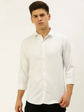Men White Solid Casual Shirt-PARXPLAINDOBBY-3143-White